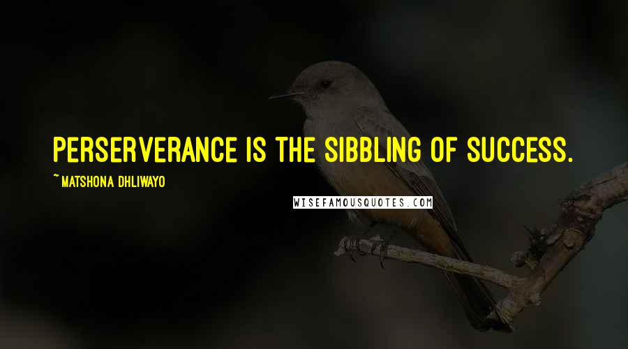 Matshona Dhliwayo Quotes: Perserverance is the sibbling of success.