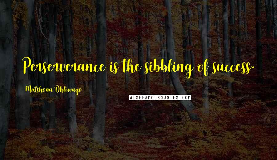 Matshona Dhliwayo Quotes: Perserverance is the sibbling of success.