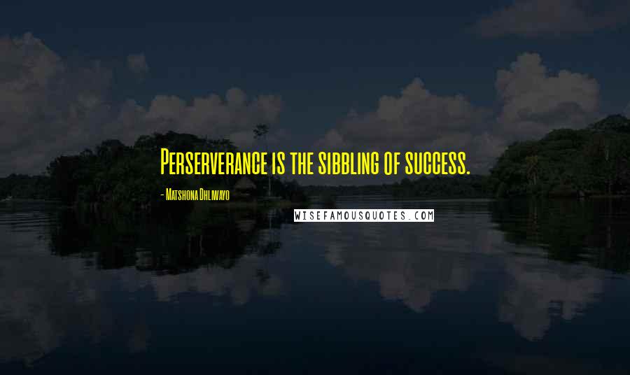 Matshona Dhliwayo Quotes: Perserverance is the sibbling of success.