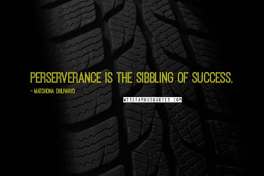 Matshona Dhliwayo Quotes: Perserverance is the sibbling of success.