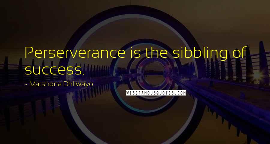 Matshona Dhliwayo Quotes: Perserverance is the sibbling of success.