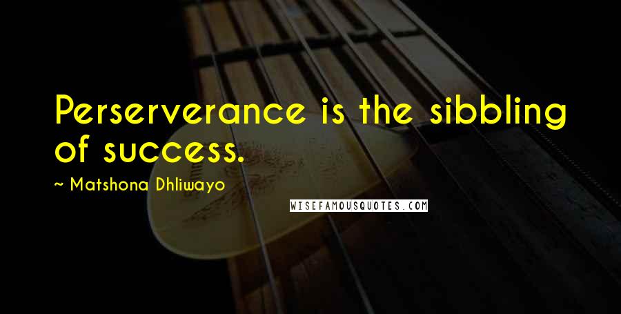 Matshona Dhliwayo Quotes: Perserverance is the sibbling of success.