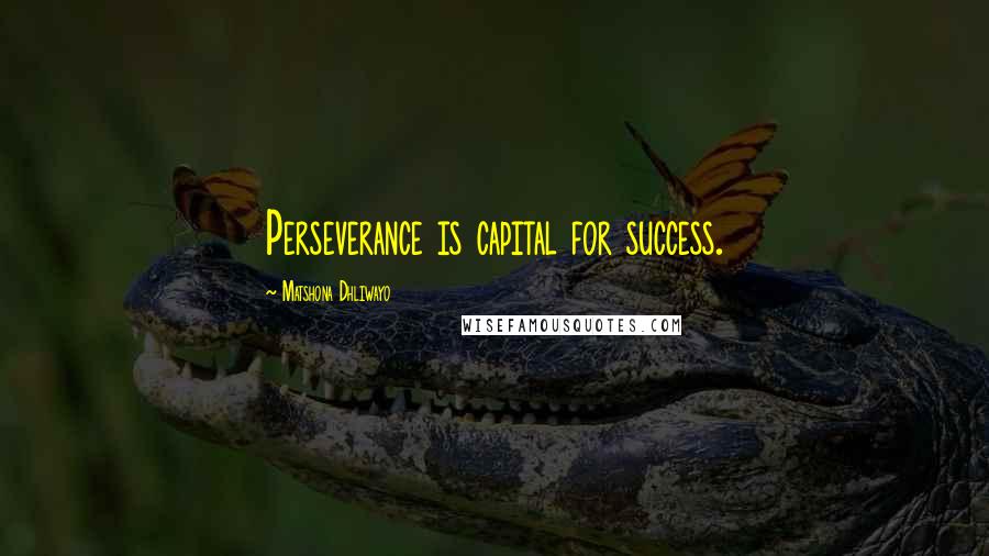 Matshona Dhliwayo Quotes: Perseverance is capital for success.