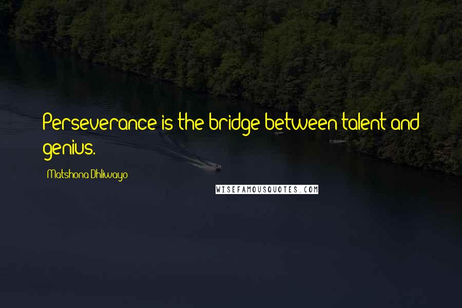 Matshona Dhliwayo Quotes: Perseverance is the bridge between talent and genius.