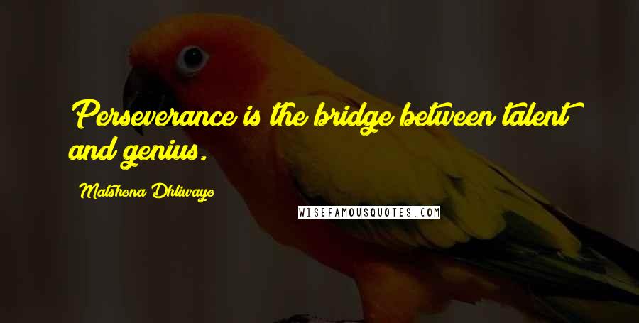 Matshona Dhliwayo Quotes: Perseverance is the bridge between talent and genius.