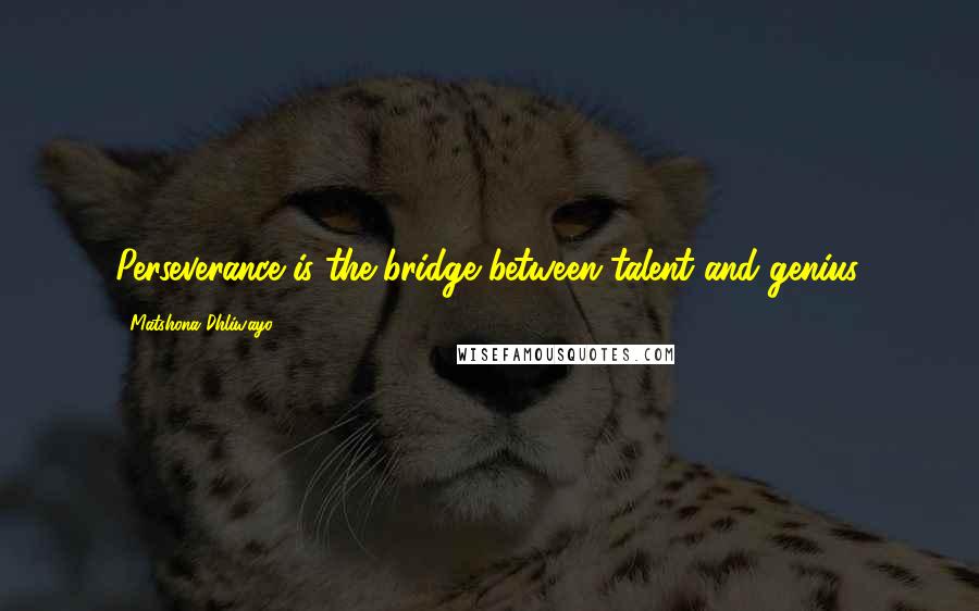 Matshona Dhliwayo Quotes: Perseverance is the bridge between talent and genius.