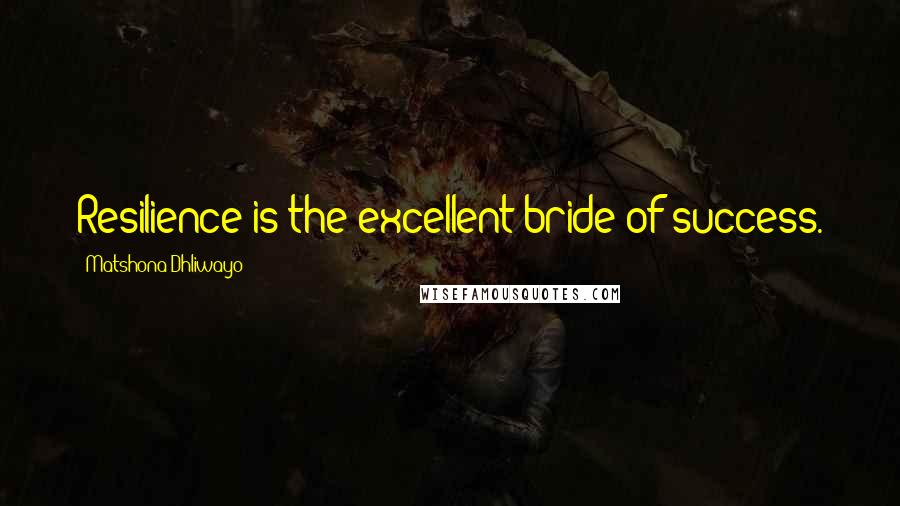 Matshona Dhliwayo Quotes: Resilience is the excellent bride of success.