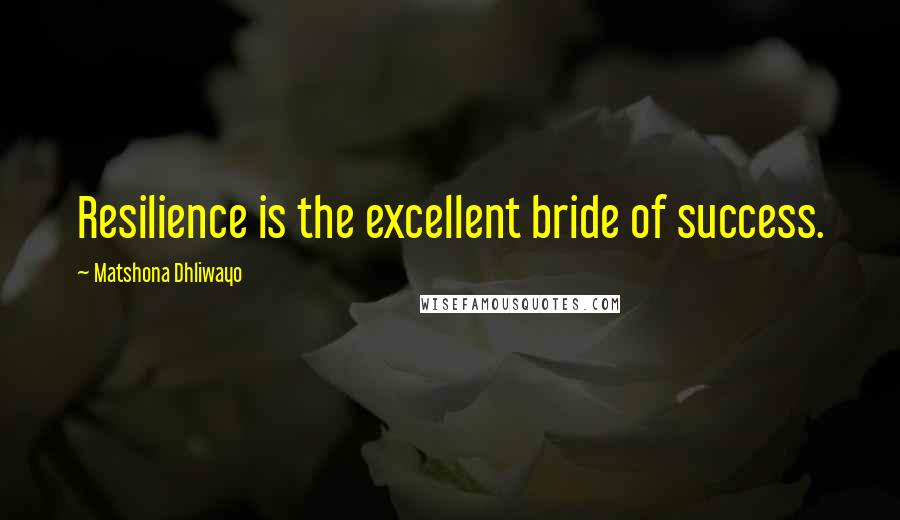 Matshona Dhliwayo Quotes: Resilience is the excellent bride of success.