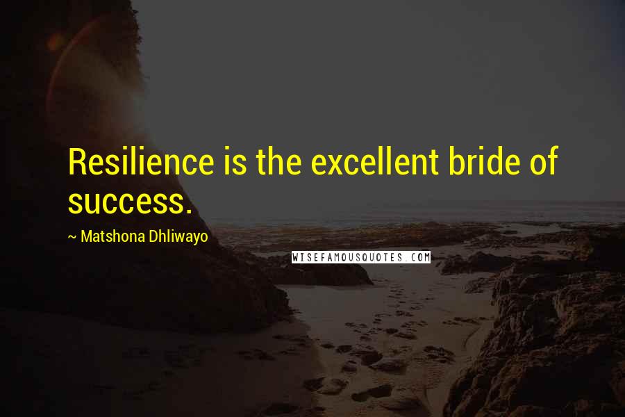 Matshona Dhliwayo Quotes: Resilience is the excellent bride of success.