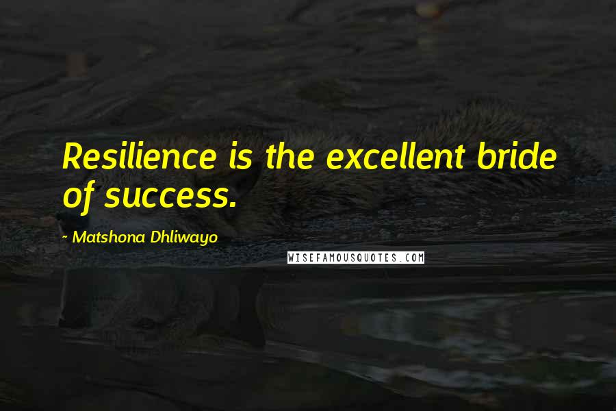 Matshona Dhliwayo Quotes: Resilience is the excellent bride of success.