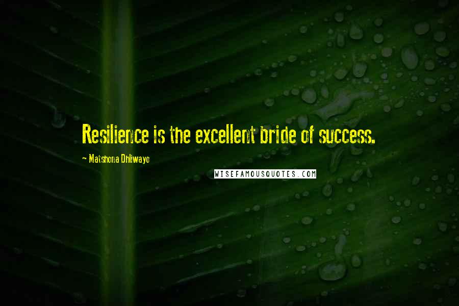 Matshona Dhliwayo Quotes: Resilience is the excellent bride of success.