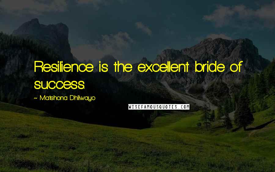 Matshona Dhliwayo Quotes: Resilience is the excellent bride of success.