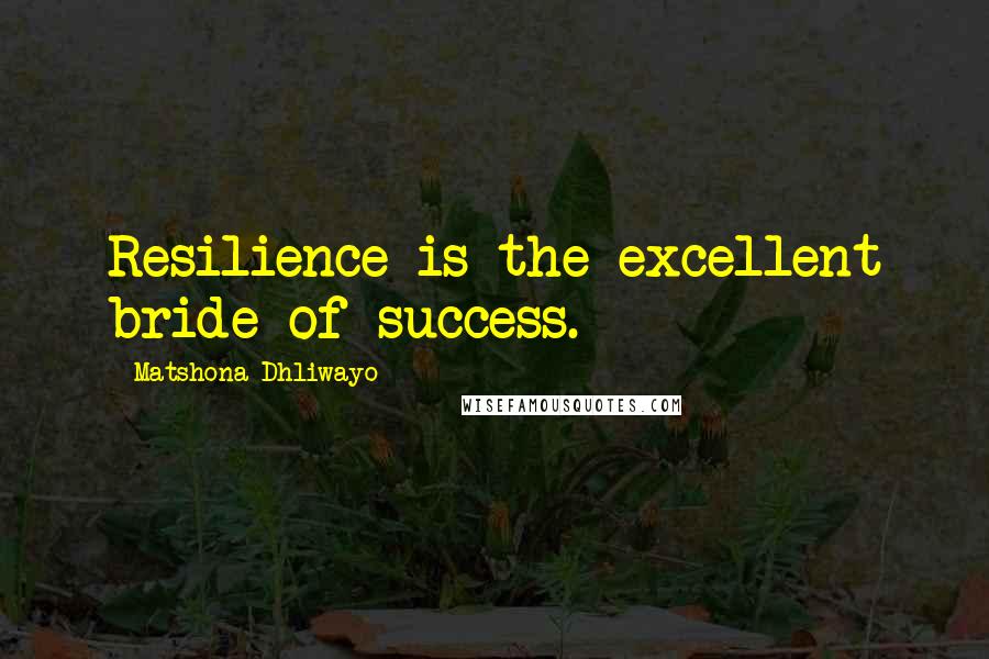 Matshona Dhliwayo Quotes: Resilience is the excellent bride of success.