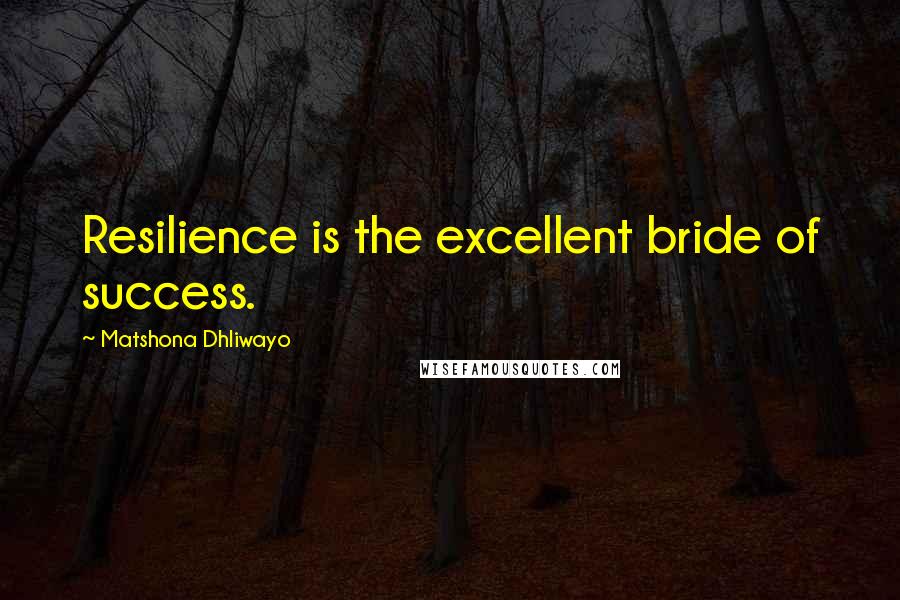 Matshona Dhliwayo Quotes: Resilience is the excellent bride of success.