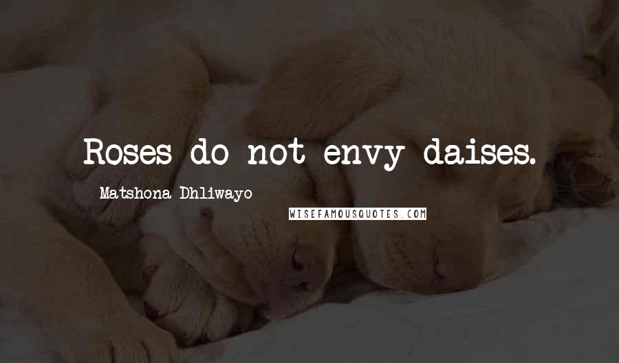 Matshona Dhliwayo Quotes: Roses do not envy daises.