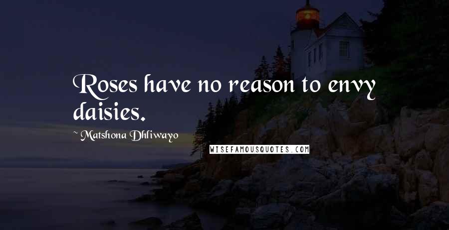 Matshona Dhliwayo Quotes: Roses have no reason to envy daisies.