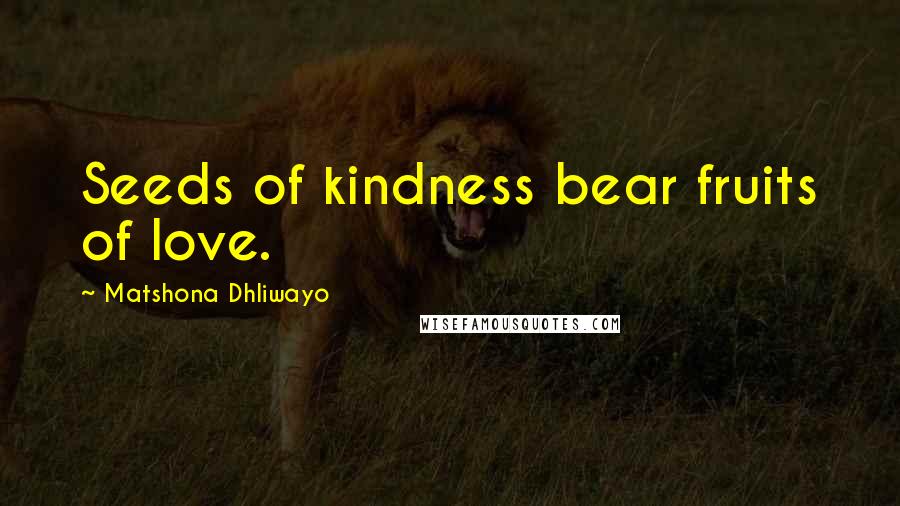 Matshona Dhliwayo Quotes: Seeds of kindness bear fruits of love.