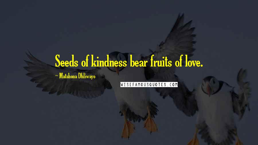 Matshona Dhliwayo Quotes: Seeds of kindness bear fruits of love.