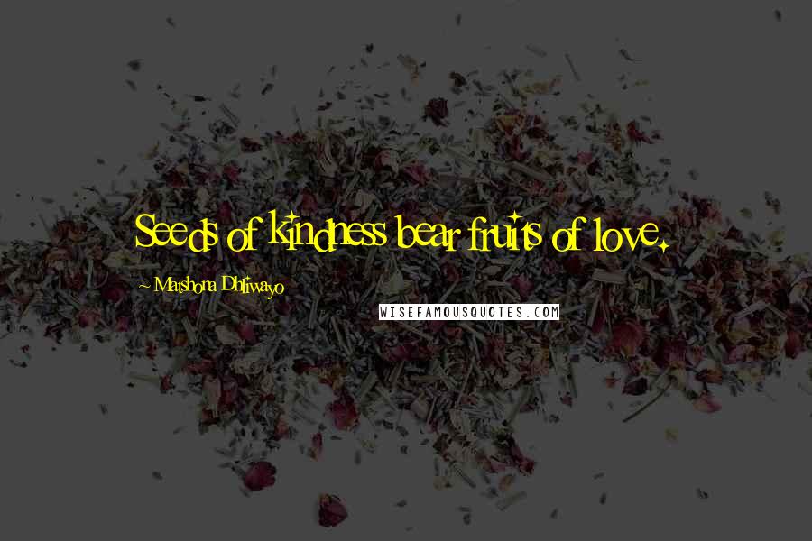 Matshona Dhliwayo Quotes: Seeds of kindness bear fruits of love.