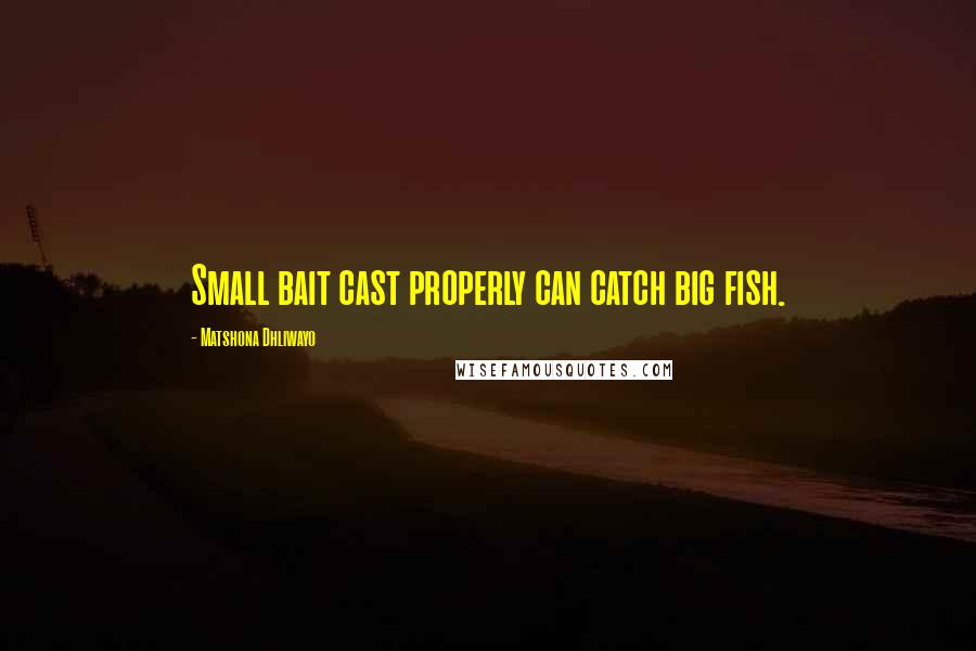 Matshona Dhliwayo Quotes: Small bait cast properly can catch big fish.