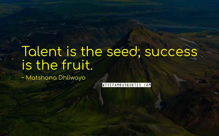 Matshona Dhliwayo Quotes: Talent is the seed; success is the fruit.