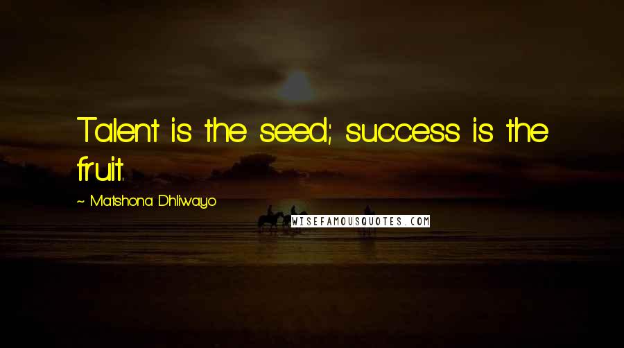 Matshona Dhliwayo Quotes: Talent is the seed; success is the fruit.