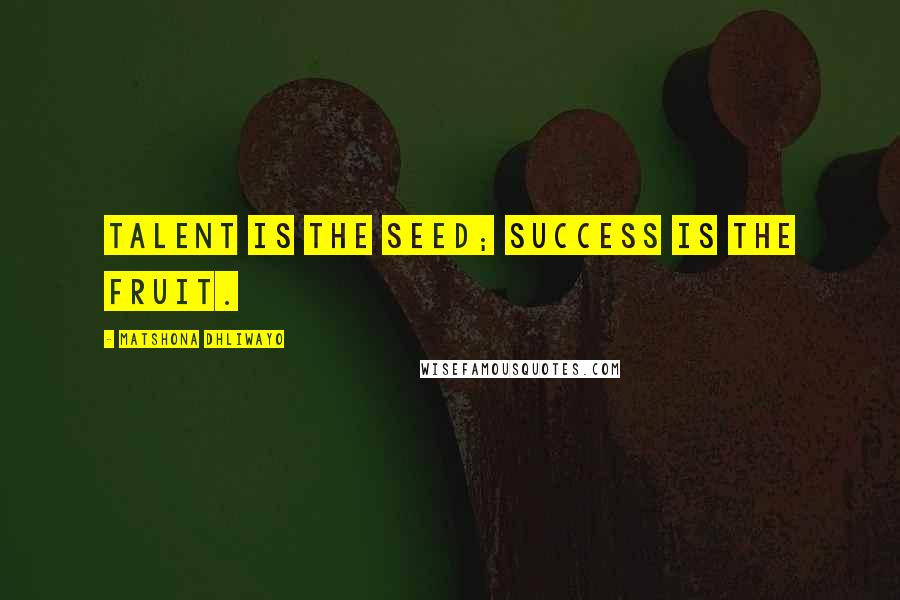 Matshona Dhliwayo Quotes: Talent is the seed; success is the fruit.