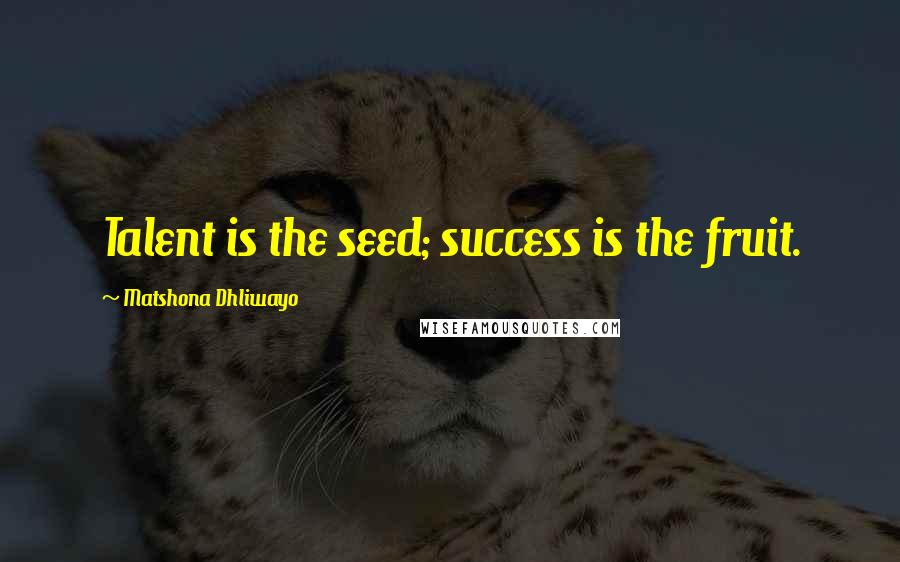 Matshona Dhliwayo Quotes: Talent is the seed; success is the fruit.