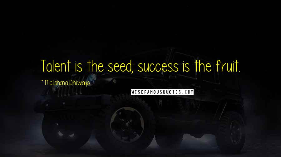 Matshona Dhliwayo Quotes: Talent is the seed; success is the fruit.