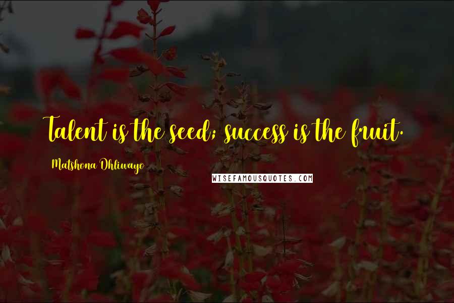 Matshona Dhliwayo Quotes: Talent is the seed; success is the fruit.