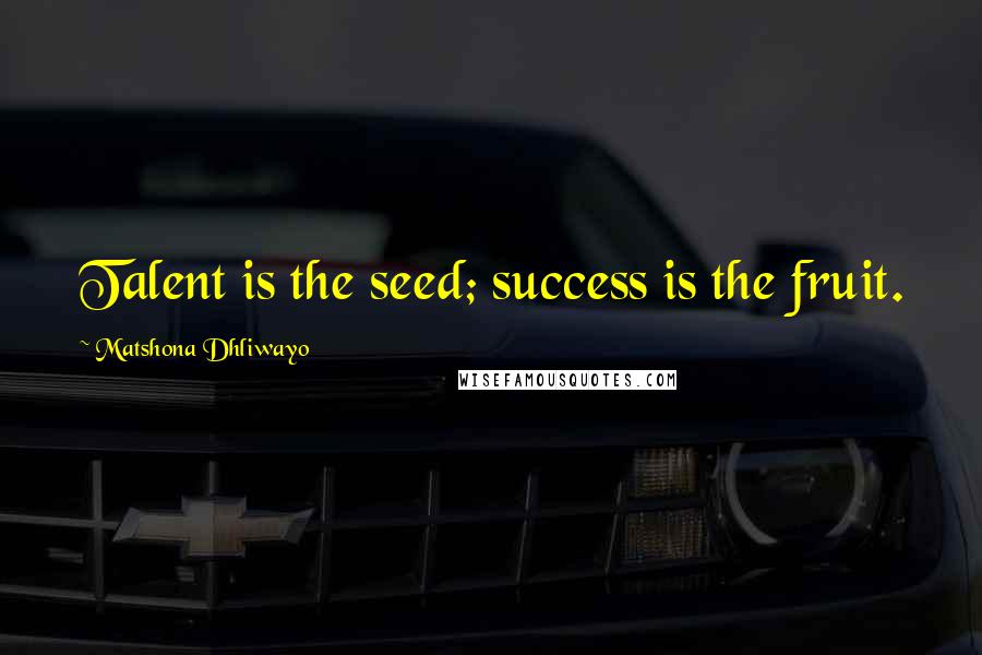 Matshona Dhliwayo Quotes: Talent is the seed; success is the fruit.