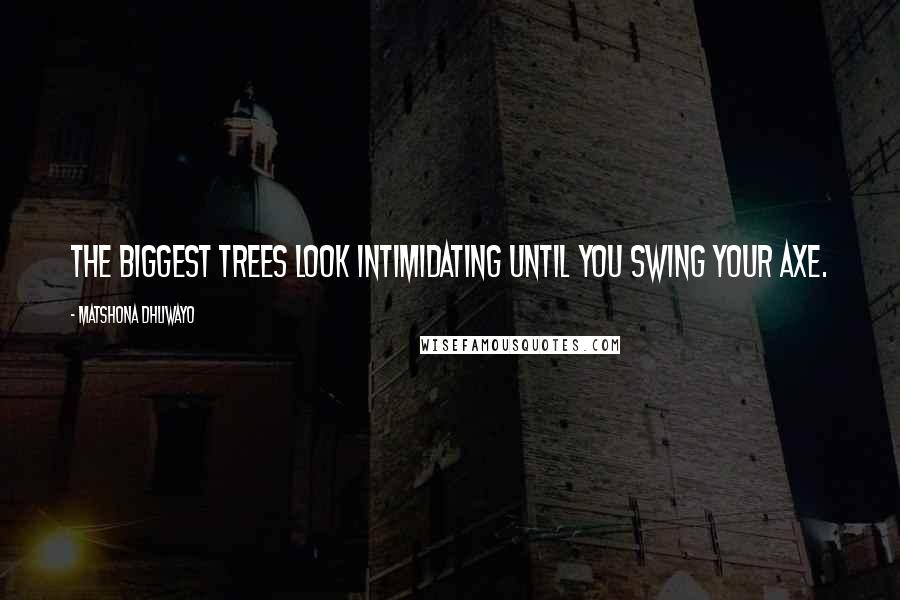 Matshona Dhliwayo Quotes: The biggest trees look intimidating until you swing your axe.