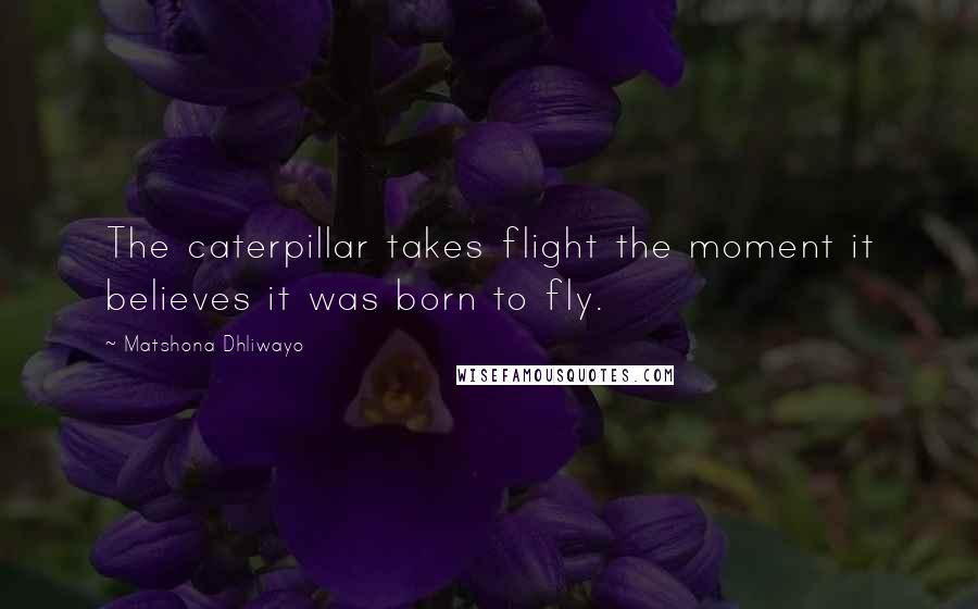 Matshona Dhliwayo Quotes: The caterpillar takes flight the moment it believes it was born to fly.