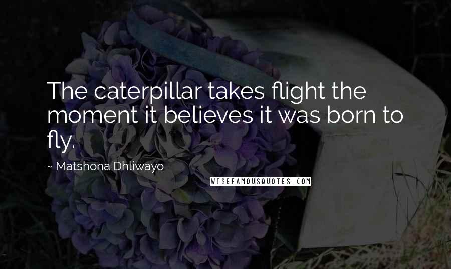 Matshona Dhliwayo Quotes: The caterpillar takes flight the moment it believes it was born to fly.