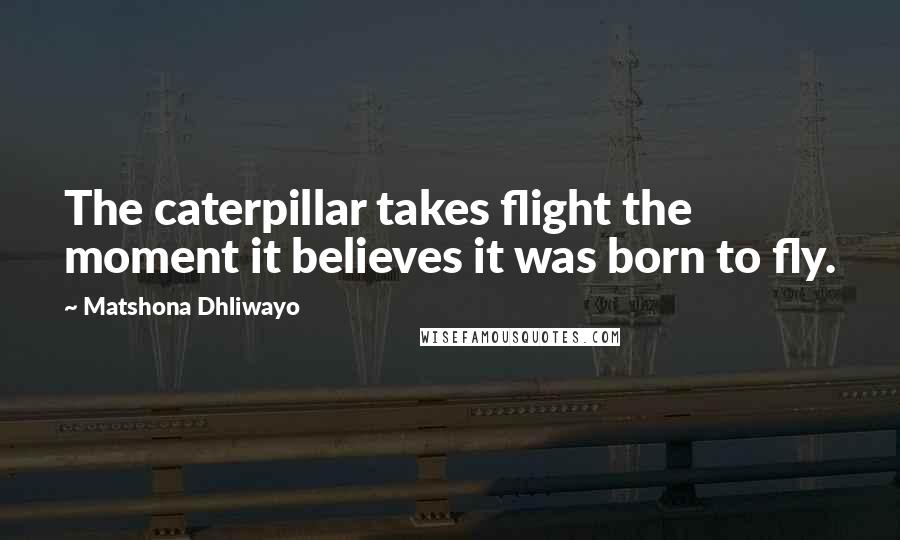 Matshona Dhliwayo Quotes: The caterpillar takes flight the moment it believes it was born to fly.