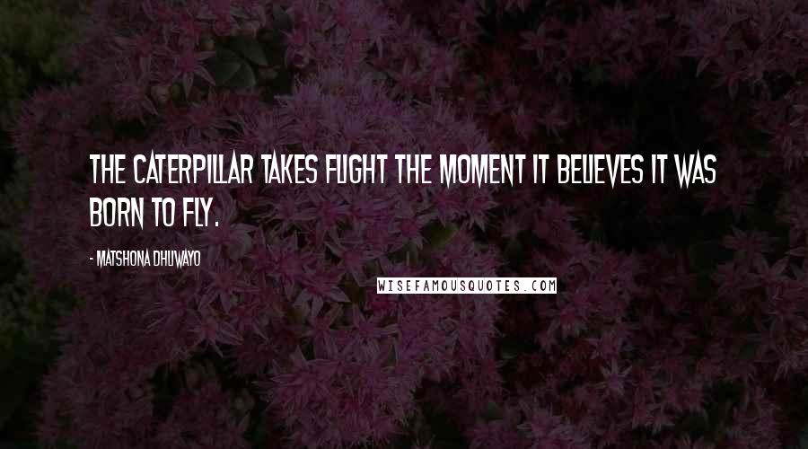 Matshona Dhliwayo Quotes: The caterpillar takes flight the moment it believes it was born to fly.