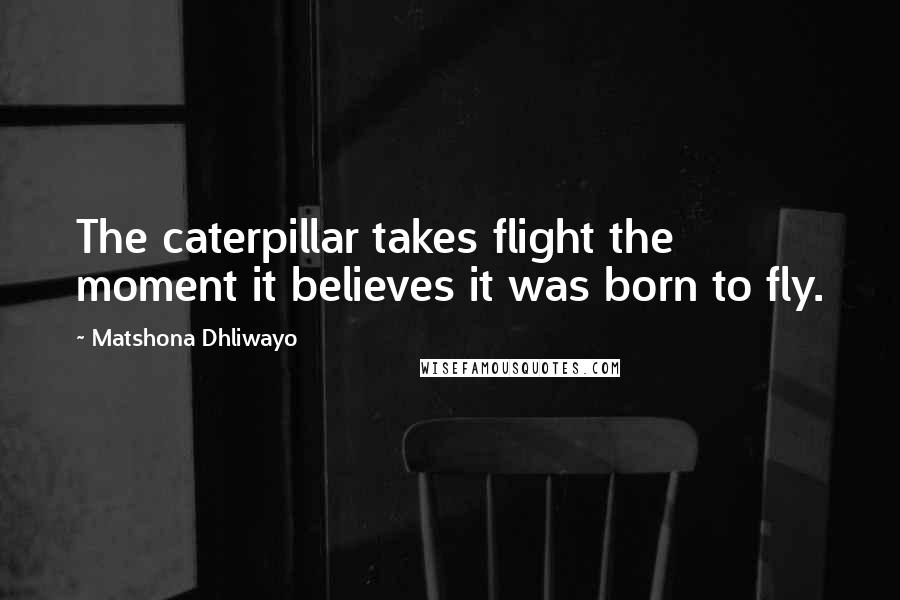 Matshona Dhliwayo Quotes: The caterpillar takes flight the moment it believes it was born to fly.