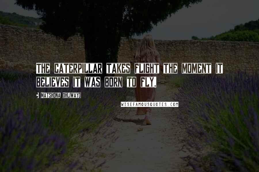 Matshona Dhliwayo Quotes: The caterpillar takes flight the moment it believes it was born to fly.
