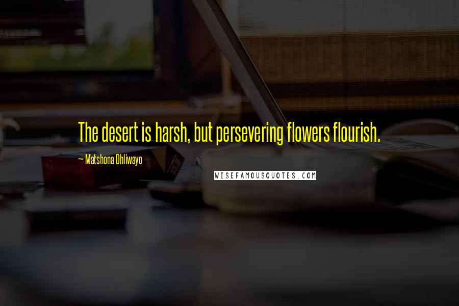 Matshona Dhliwayo Quotes: The desert is harsh, but persevering flowers flourish.