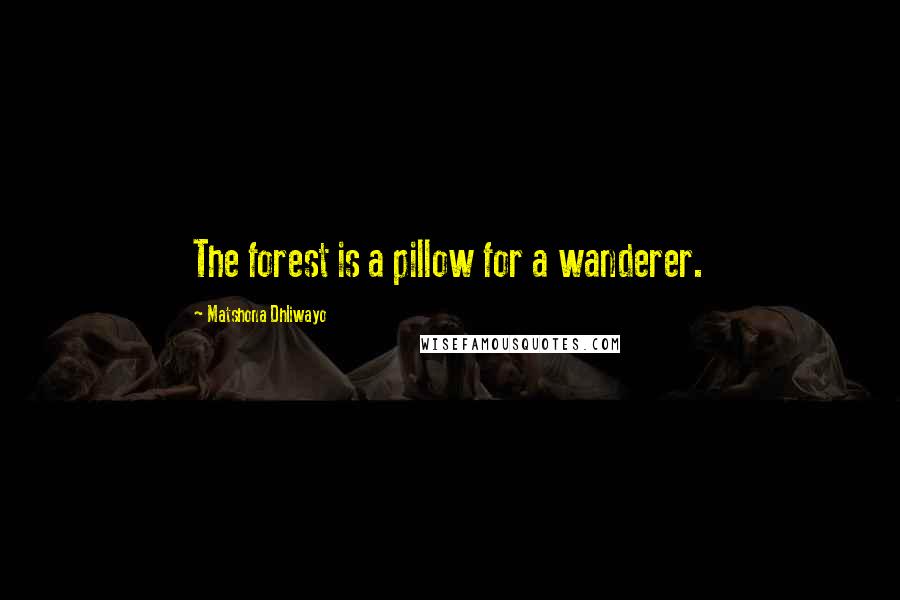 Matshona Dhliwayo Quotes: The forest is a pillow for a wanderer.