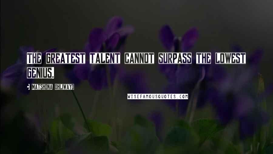 Matshona Dhliwayo Quotes: The greatest talent cannot surpass the lowest genius.