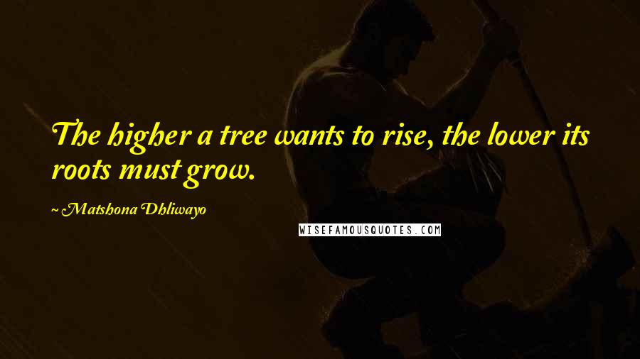 Matshona Dhliwayo Quotes: The higher a tree wants to rise, the lower its roots must grow.