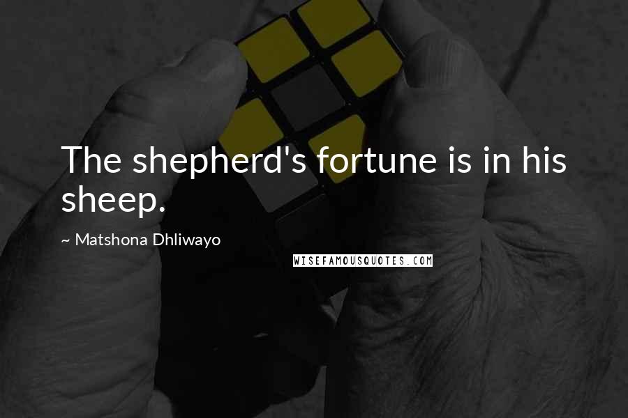 Matshona Dhliwayo Quotes: The shepherd's fortune is in his sheep.