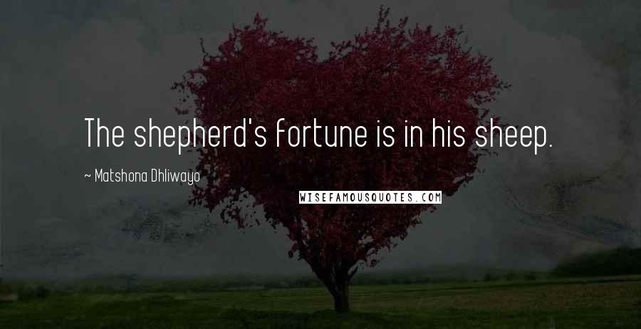 Matshona Dhliwayo Quotes: The shepherd's fortune is in his sheep.