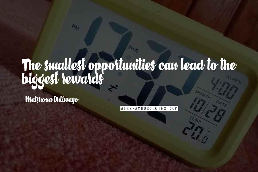 Matshona Dhliwayo Quotes: The smallest opportunities can lead to the biggest rewards.