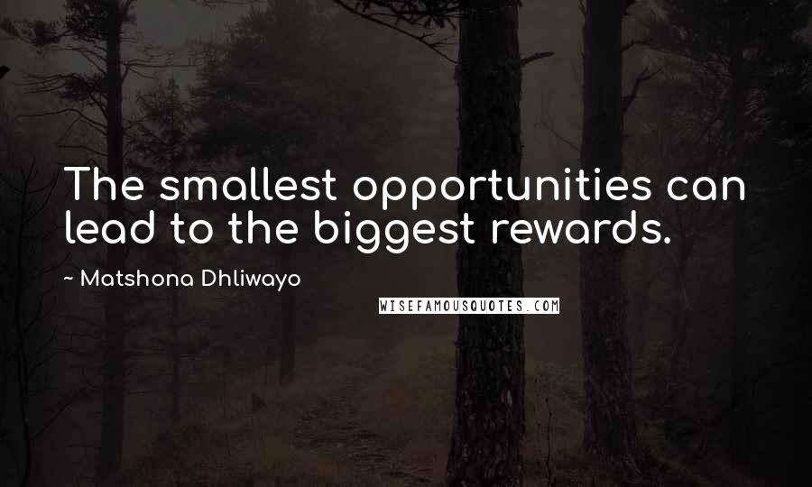 Matshona Dhliwayo Quotes: The smallest opportunities can lead to the biggest rewards.