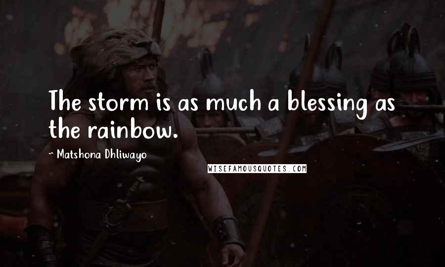 Matshona Dhliwayo Quotes: The storm is as much a blessing as the rainbow.