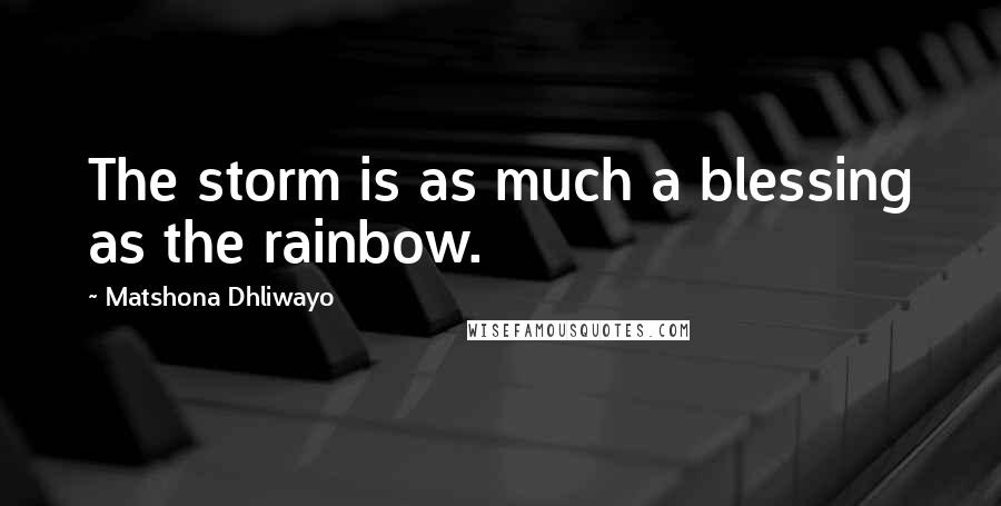 Matshona Dhliwayo Quotes: The storm is as much a blessing as the rainbow.