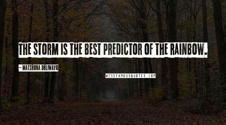 Matshona Dhliwayo Quotes: The storm is the best predictor of the rainbow.