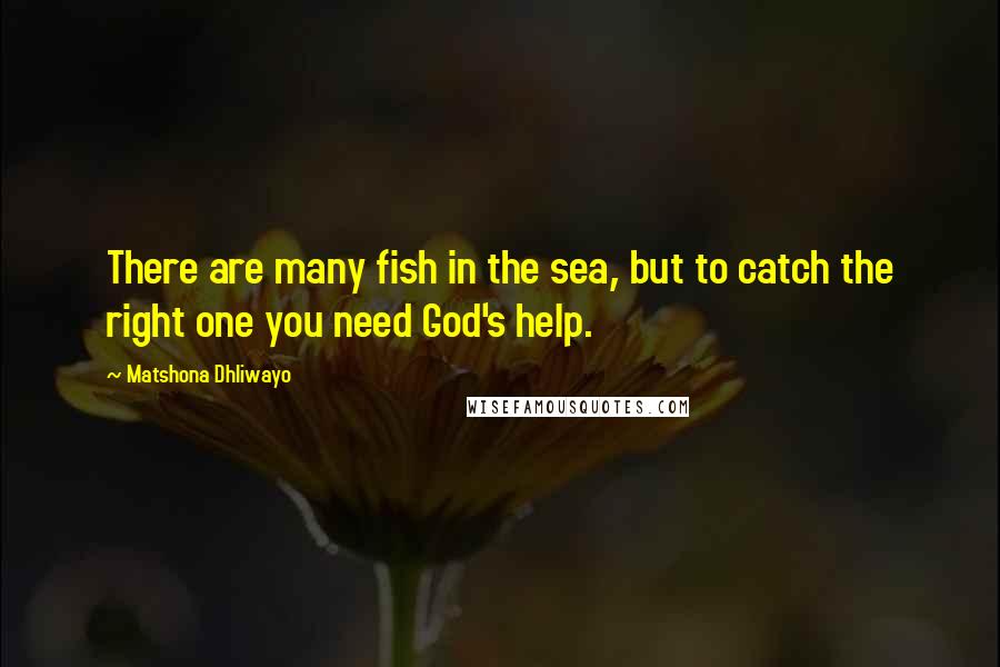 Matshona Dhliwayo Quotes: There are many fish in the sea, but to catch the right one you need God's help.